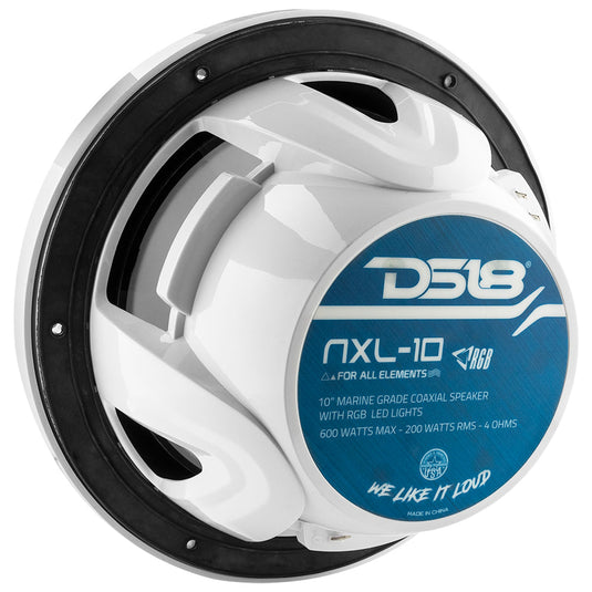 NXL 10" 2-Way Coaxial Marine Speaker With LED RGB Lights | 200W RMS 4-Ohm