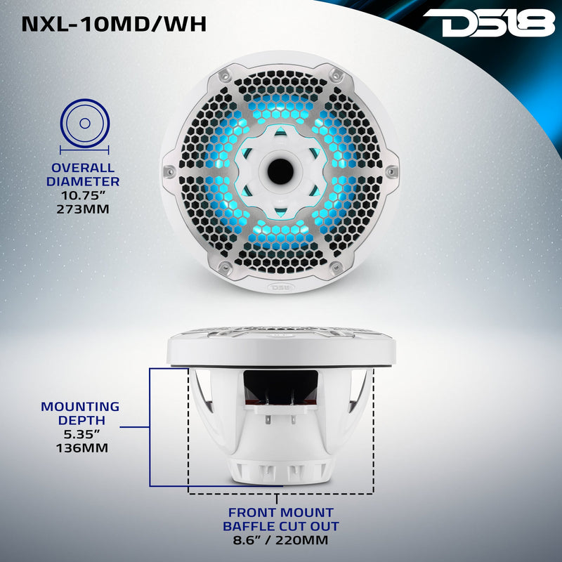Load image into Gallery viewer, 10” Marine 2-Way Hybrid Speaker with RGB LED, Compression Driver and Neodymium Magnet | 450W RMS 4-Ohm
