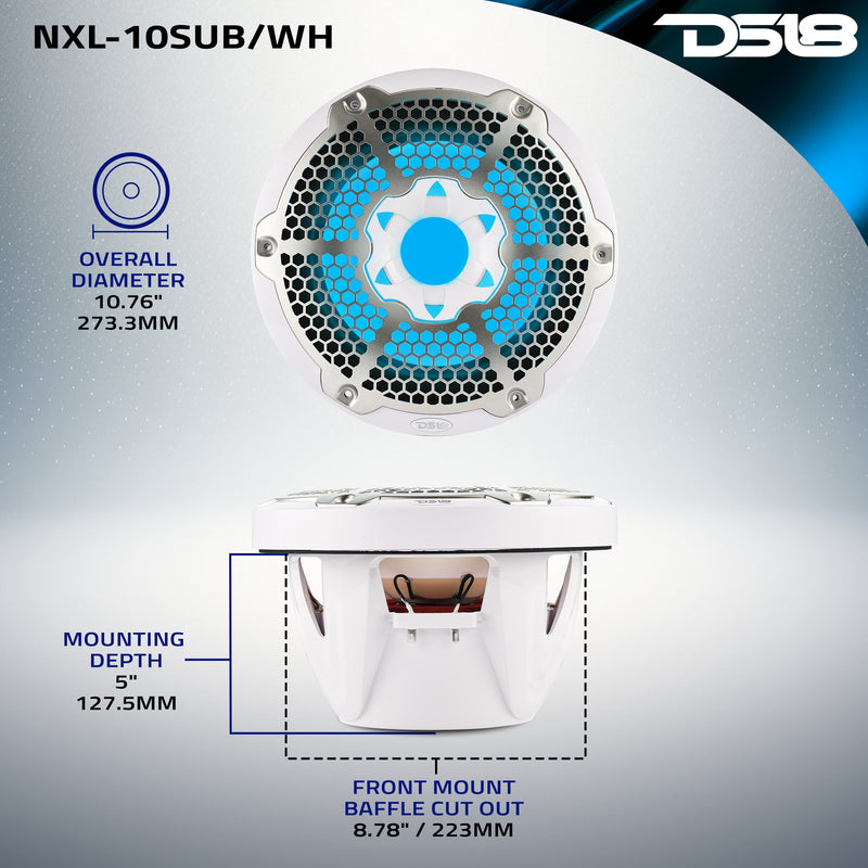 Load image into Gallery viewer, NXL 10" Marine Subwoofer with LED RGB Lights 300 Watts Rms SVC 4-Ohm
