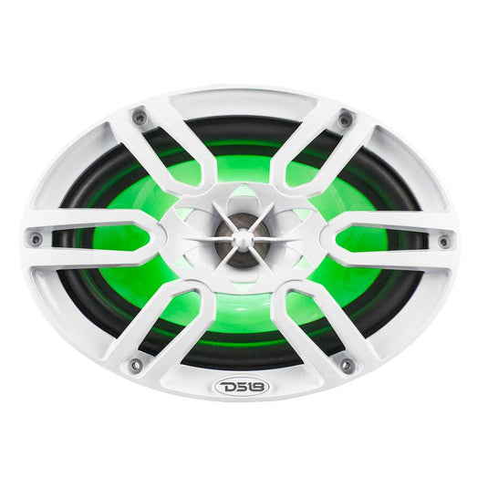 NXL 6x9" 2-Way Coaxial Marine Speaker With LED RGB Lights 125 Watts Rms 4-Ohm -White - Skoutley Outdoors LLC