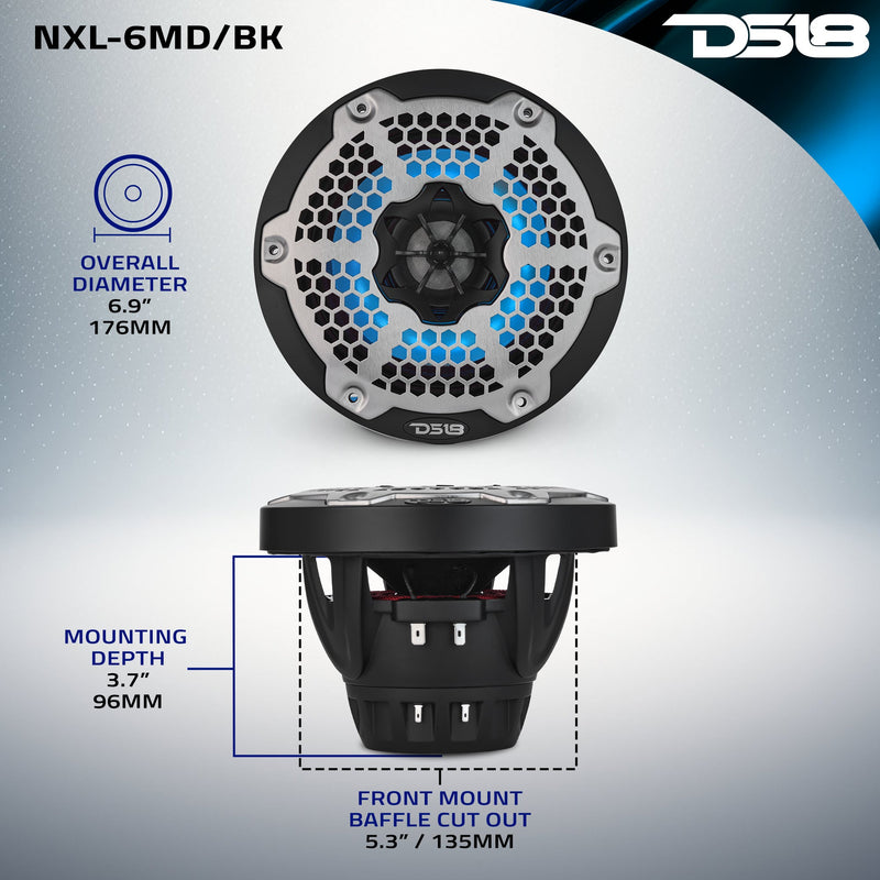 Load image into Gallery viewer, 6.5” Marine 2-Way Hybrid Speaker with RGB LED, Compression Driver and Neodymium Magnet | 250W RMS 4-Ohm
