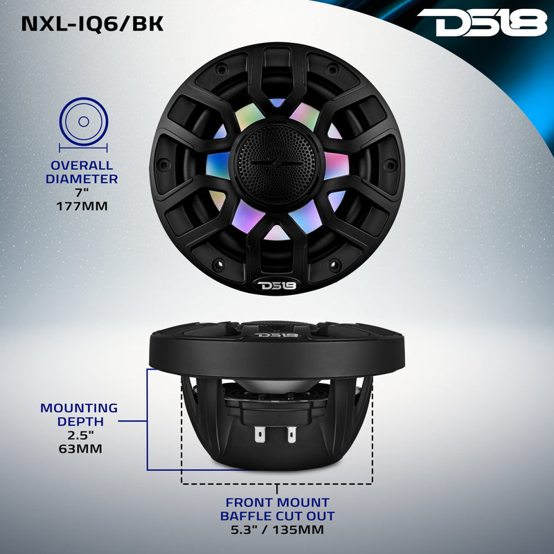 Load image into Gallery viewer, NXL 6.5&quot; 2-Way Coaxial Marine Speaker With Digital Led Lights And Bullet Tweeter 150 Watts 4-Ohm
