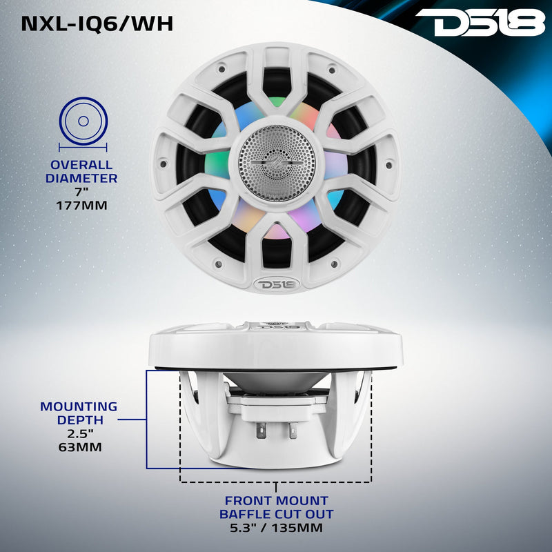 Load image into Gallery viewer, NXL 6.5&quot; 2-Way Coaxial Marine Speaker With Digital Led Lights And Bullet Tweeter 150 Watts 4-Ohm

