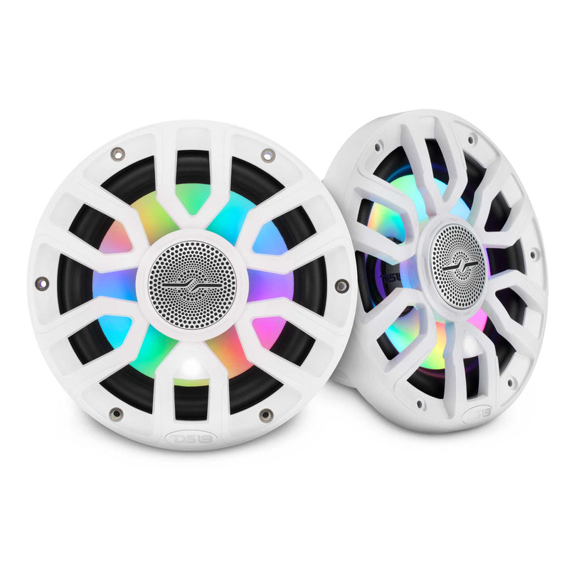 Load image into Gallery viewer, NXL 7.7” 2-Way Coaxial Marine Speaker with Bullet Tweeter, Digital LED Lights &amp; White Deck LED | 175W RMS 4-Ohm
