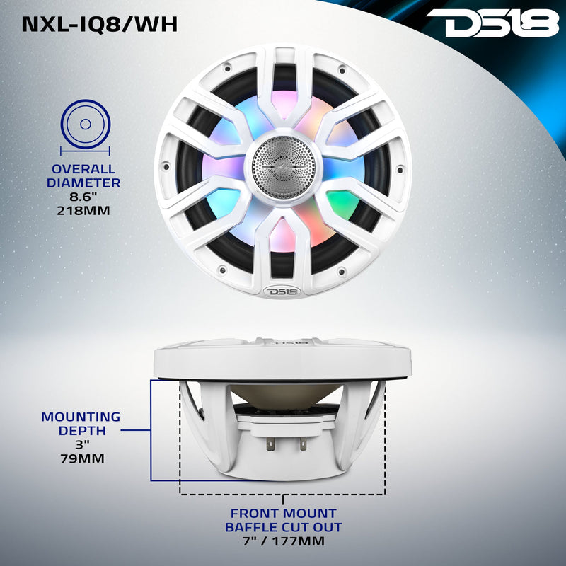 Load image into Gallery viewer, NXL 8&quot; 2-Way Coaxial Marine Speaker With Digital Led Lights And Bullet Tweeter 175 Watts 4-Ohm
