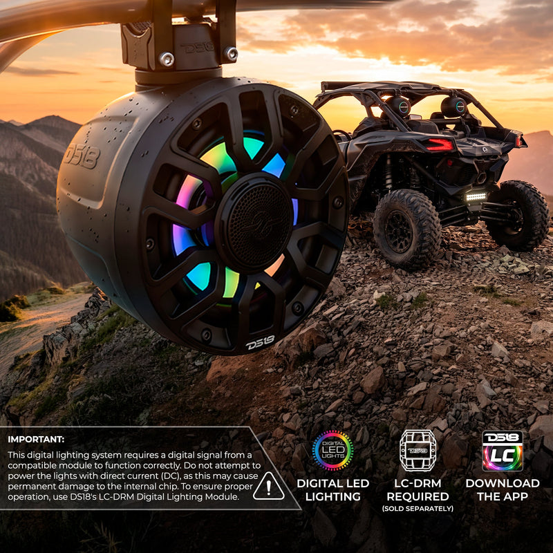 Load image into Gallery viewer, 6.5" NXL-iQ Marine Short Tower Coaxial Speakers with Digital LED Lights, 150W RMS, 300W Max, 4-Ohm
