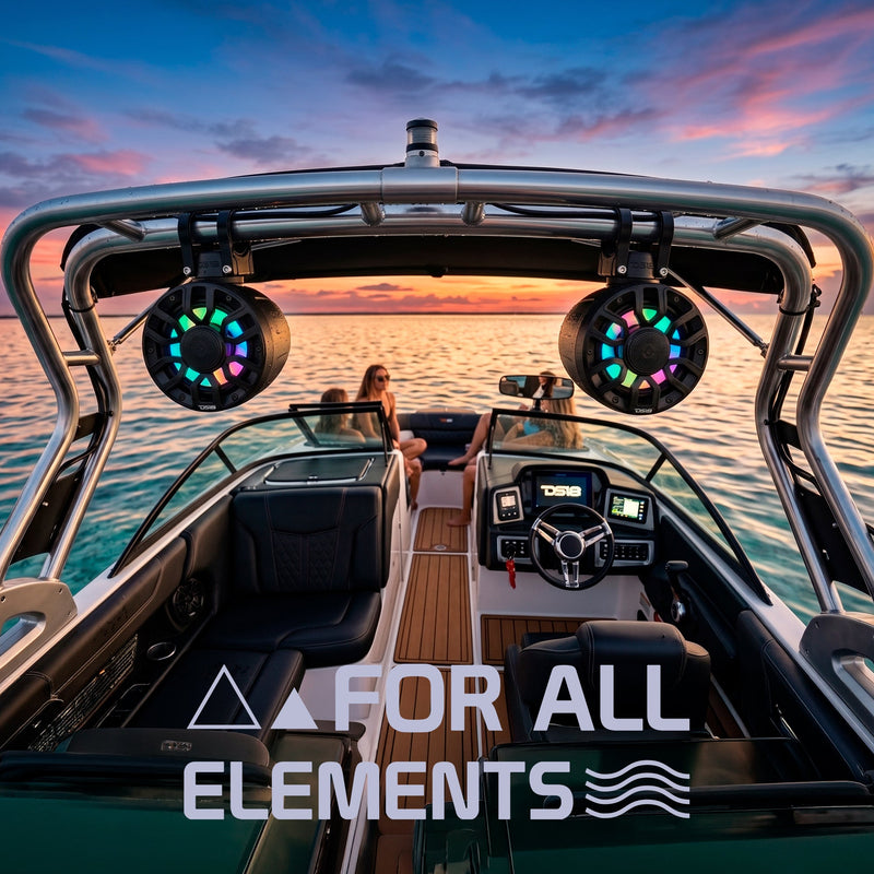 Load image into Gallery viewer, 6.5" NXL-iQ Marine Short Tower Coaxial Speakers with Digital LED Lights, 150W RMS, 300W Max, 4-Ohm
