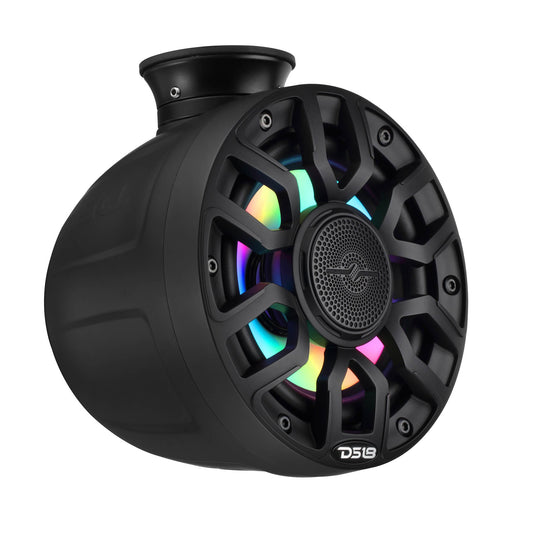 6.5" NXL-iQ Marine Short Tower Coaxial Speakers with Digital LED Lights, 150W RMS, 300W Max, 4-Ohm