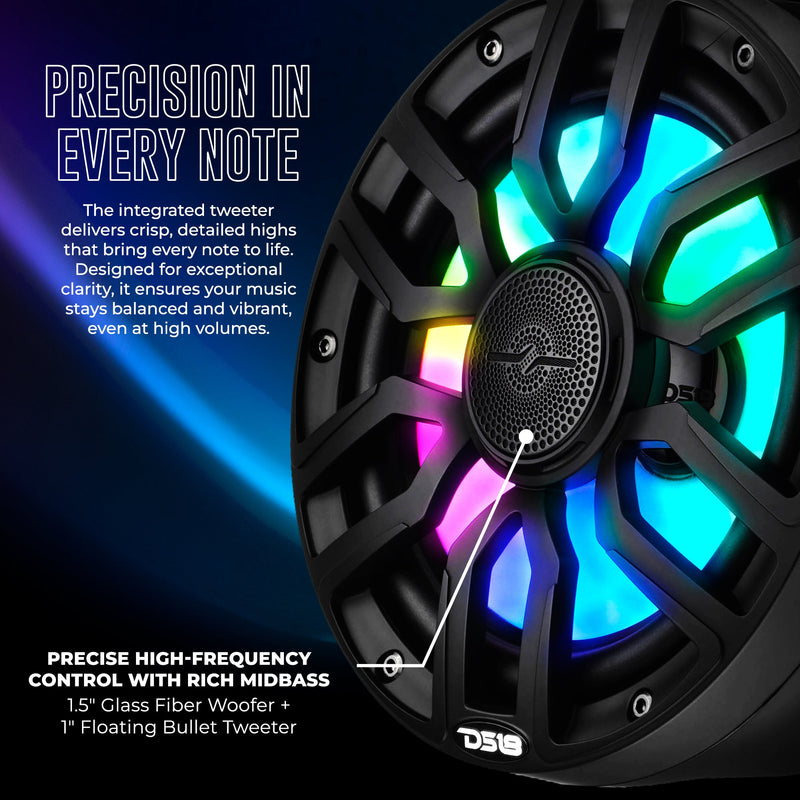 Load image into Gallery viewer, 8" NXL-iQ Marine Short Tower Coaxial Speakers with Digital LED Lights, 175W RMS, 350W Max, 4-Ohm
