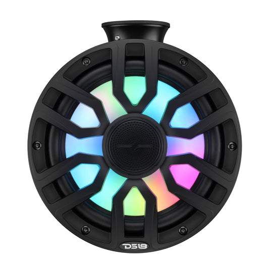 8" NXL-iQ Marine Short Tower Coaxial Speakers with Digital LED Lights, 175W RMS, 350W Max, 4-Ohm