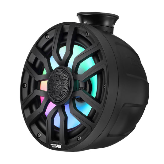 8" NXL-iQ Marine Short Tower Coaxial Speakers with Digital LED Lights, 175W RMS, 350W Max, 4-Ohm