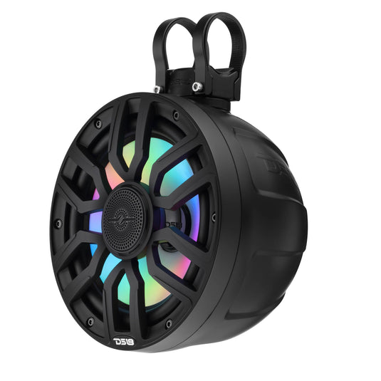 8" NXL-iQ Marine Short Tower Coaxial Speakers with Digital LED Lights, 175W RMS, 350W Max, 4-Ohm