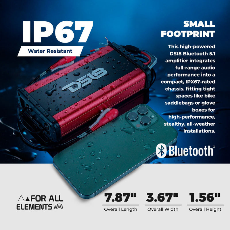 Load image into Gallery viewer, NXL 4-Channel Full-Range Class D Waterproof IP67 Marine and Powersports NANO Amplifier with Bluetooth 5.1 Receiver Built-In
