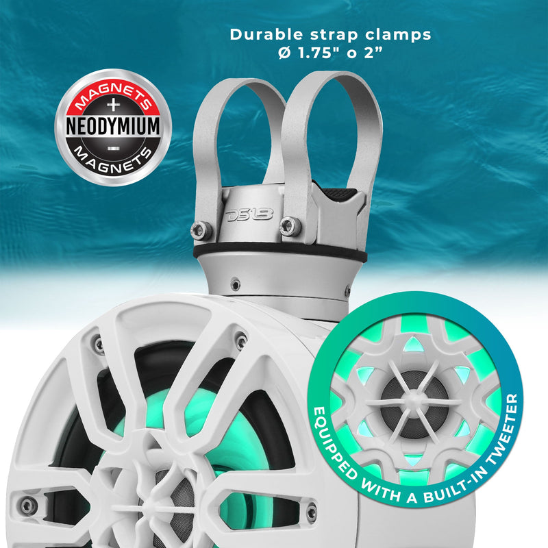 Load image into Gallery viewer, NXL 8&quot; Pod 375W Speaker with Integrated RGB LED Lights (Pair) - Perfect for Jet Skis
