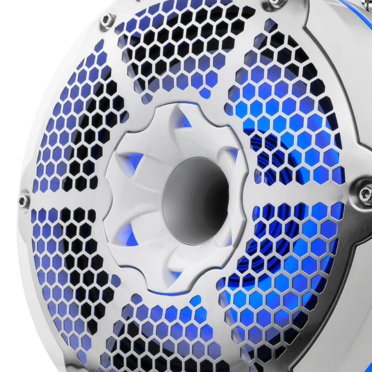 NXL 10" Neodymium Marine and Powersports Towers with Built-in Passive Radiator, 1" Driver and LED RGB Lights 300 Watts Rms -White
