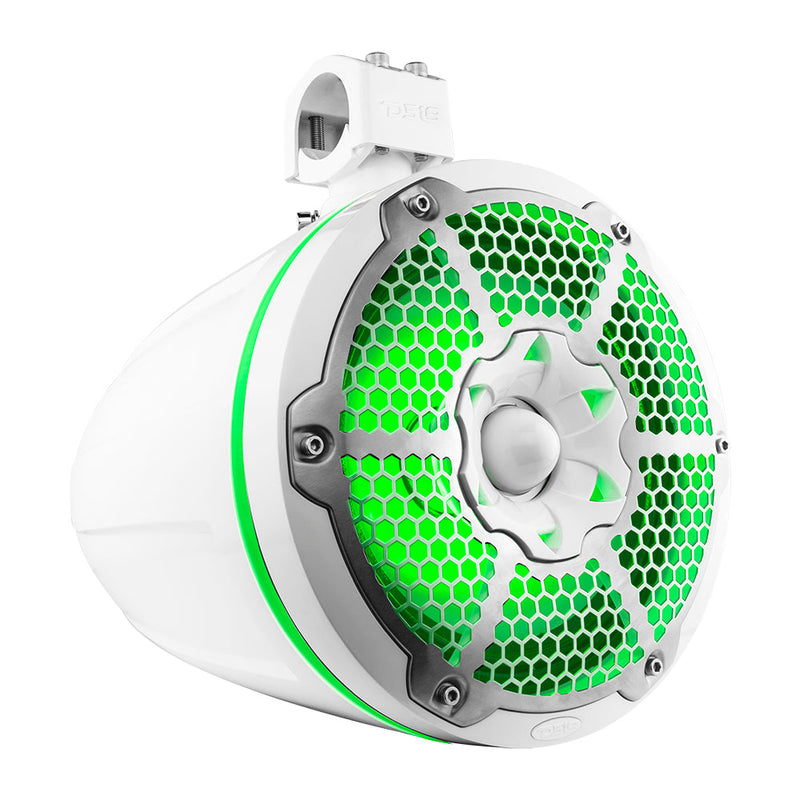Load image into Gallery viewer, NXL 10&quot; Neodymium Marine and Powersports Towers with Built-in Passive Radiator, 1&quot; Driver and LED RGB Lights 300 Watts Rms -White
