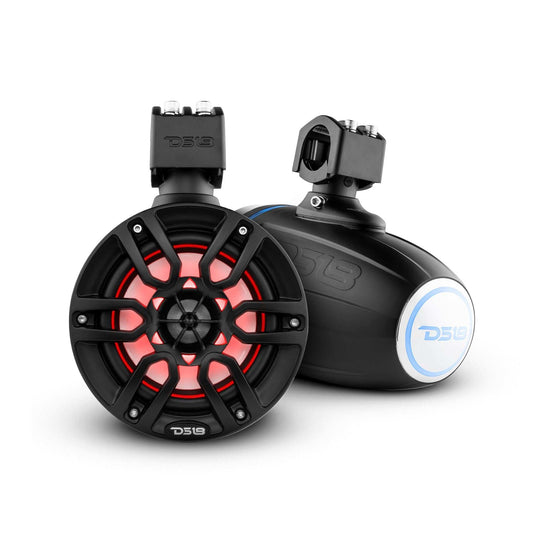 DS18 Good Marine Stereo Package 2 x 6.5” Speaker Tower| 1 x 2 Ch Amplifier | 1 x MOFCKIT4 and 1 x LED-BTC - Skoutley Outdoors LLC
