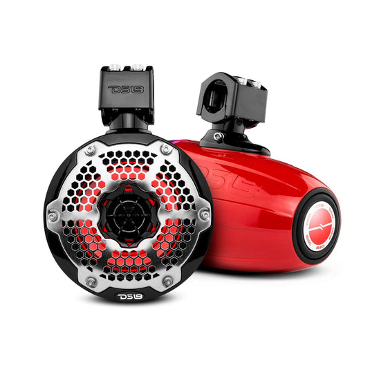 NXL 6.5" Neodymium Marine and Powersports Towers with Built-in Passive Radiator, 1" Driver and LED RGB Lights 150 Watts Rms
