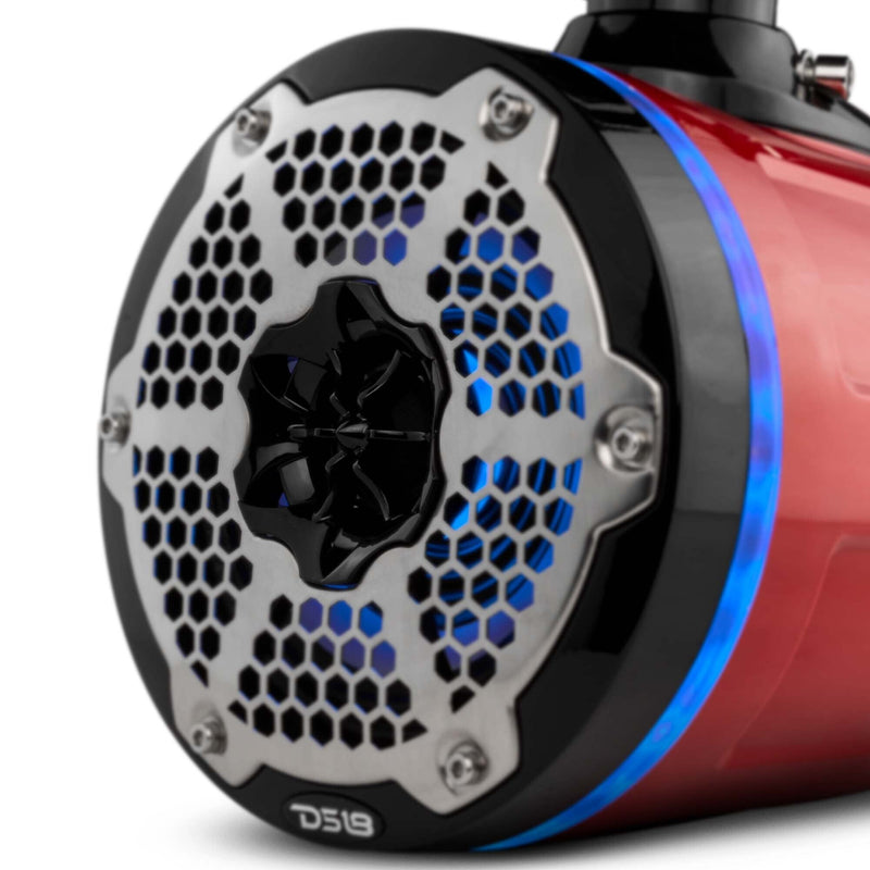Load image into Gallery viewer, NXL 6.5" Neodymium Marine and Powersports Towers with Built-in Passive Radiator, 1" Driver and LED RGB Lights 150 Watts Rms -Red
