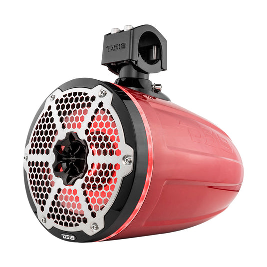 NXL 8" Neodymium Marine and Powersports Towers with Built-in Passive Radiator, 1" Driver and LED RGB Lights 180 Watts Rms -Red