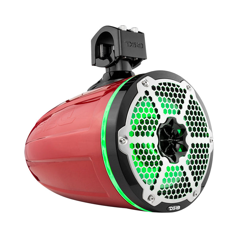 Load image into Gallery viewer, NXL 8&quot; Neodymium Marine and Powersports Towers with Built-in Passive Radiator, 1&quot; Driver and LED RGB Lights 180 Watts Rms -Red
