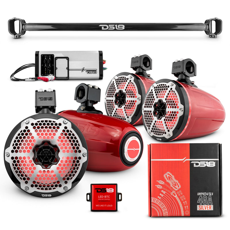 Load image into Gallery viewer, BRO-TUBE 4x 8&quot; Marine Towers Speakers with RGB LED Lights, 4-Channel Marine Amplifier and AMPKIT for Ford Bronco 6th Gen
