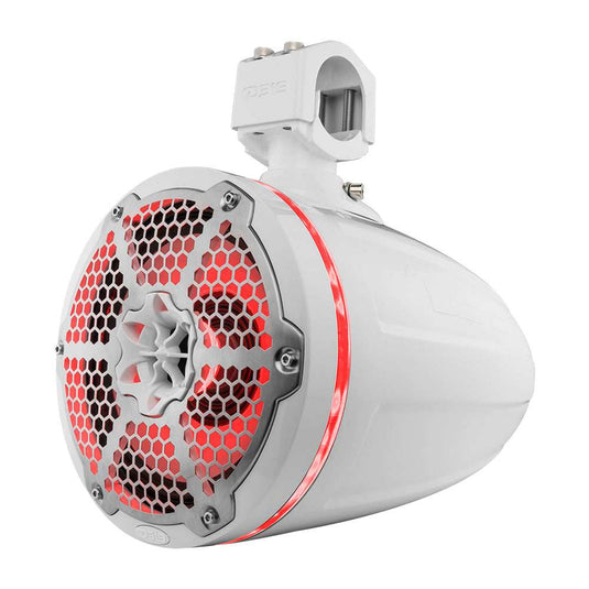 NXL 8" Neodymium Marine and Powersports Towers with Built-in Passive Radiator, 1" Driver and LED RGB Lights 180 Watts Rms -White - Skoutley Outdoors LLC