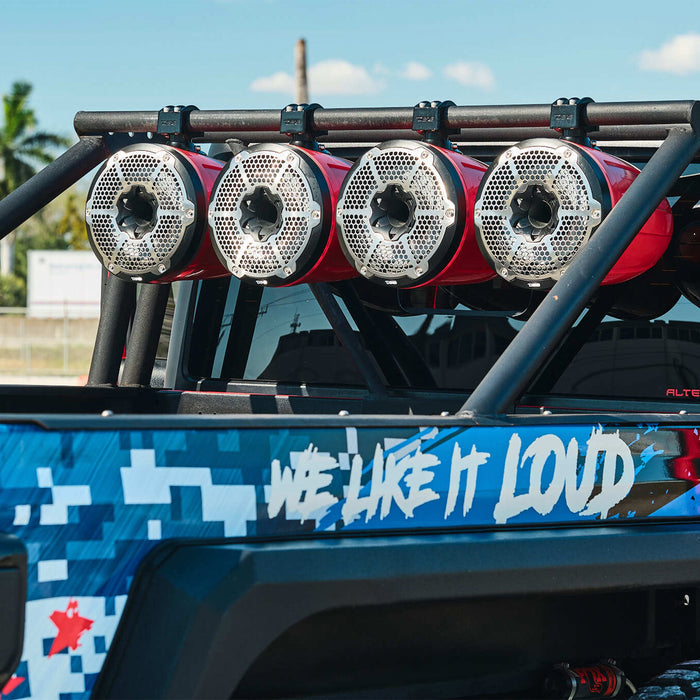 Load image into Gallery viewer, NXL 10&quot; Neodymium Marine and Powersports Towers with Built-in Passive Radiator, 1&quot; Driver and LED RGB Lights 300 Watts Rms -White
