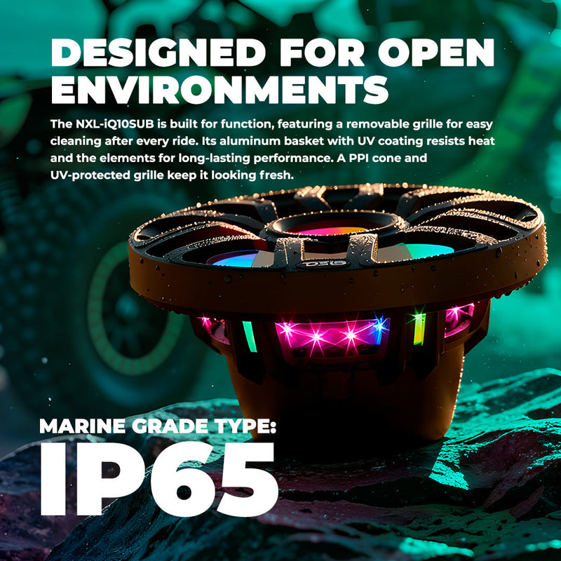 Load image into Gallery viewer, 10” Marine Subwoofer with Hybrid Magnet Motor, Removable Grille and Digital LED Lights - 500W RMS 4-Ohm
