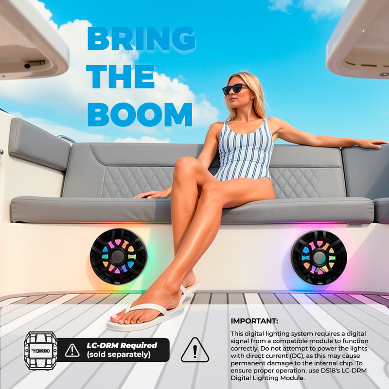 Load image into Gallery viewer, 10” Marine Subwoofer with Hybrid Magnet Motor, Removable Grille and Digital LED Lights - 500W RMS 4-Ohm
