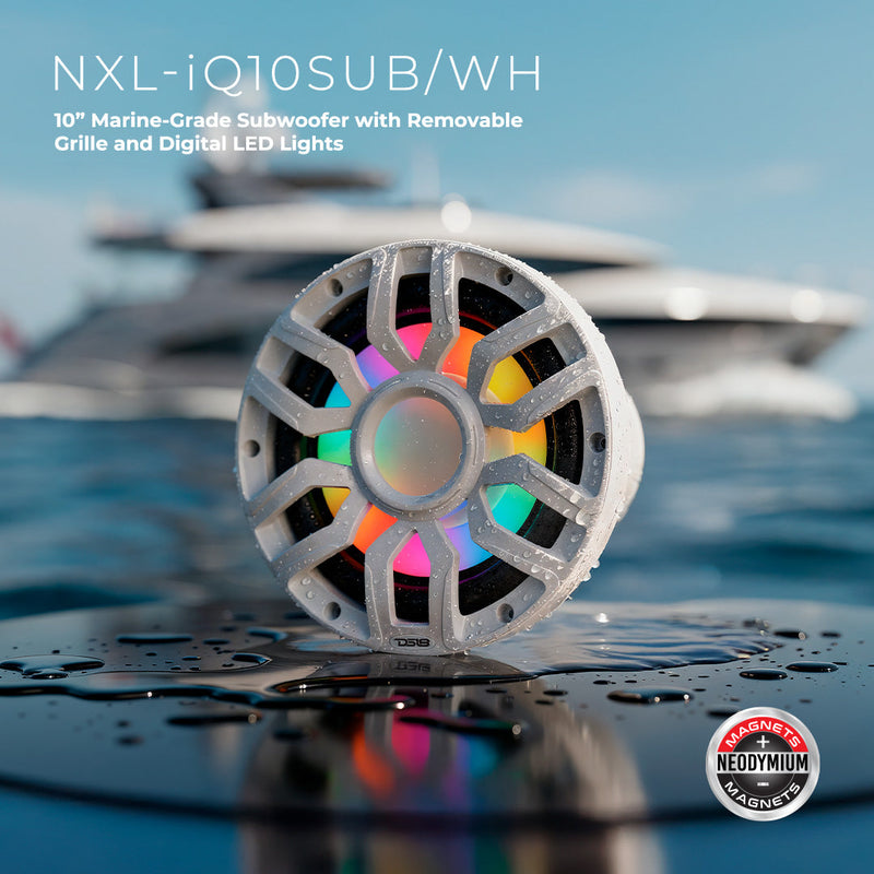 Load image into Gallery viewer, 10” Marine Subwoofer with Hybrid Magnet Motor, Removable Grille and Digital LED Lights - 500W RMS 4-Ohm
