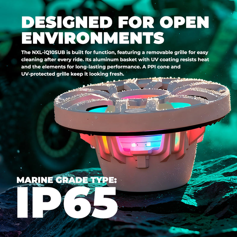 Load image into Gallery viewer, 10” Marine Subwoofer with Hybrid Magnet Motor, Removable Grille and Digital LED Lights - 500W RMS 4-Ohm
