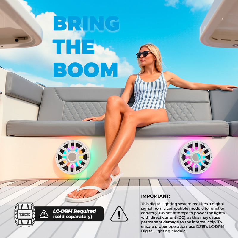 Load image into Gallery viewer, 10” Marine Subwoofer with Hybrid Magnet Motor, Removable Grille and Digital LED Lights - 500W RMS 4-Ohm
