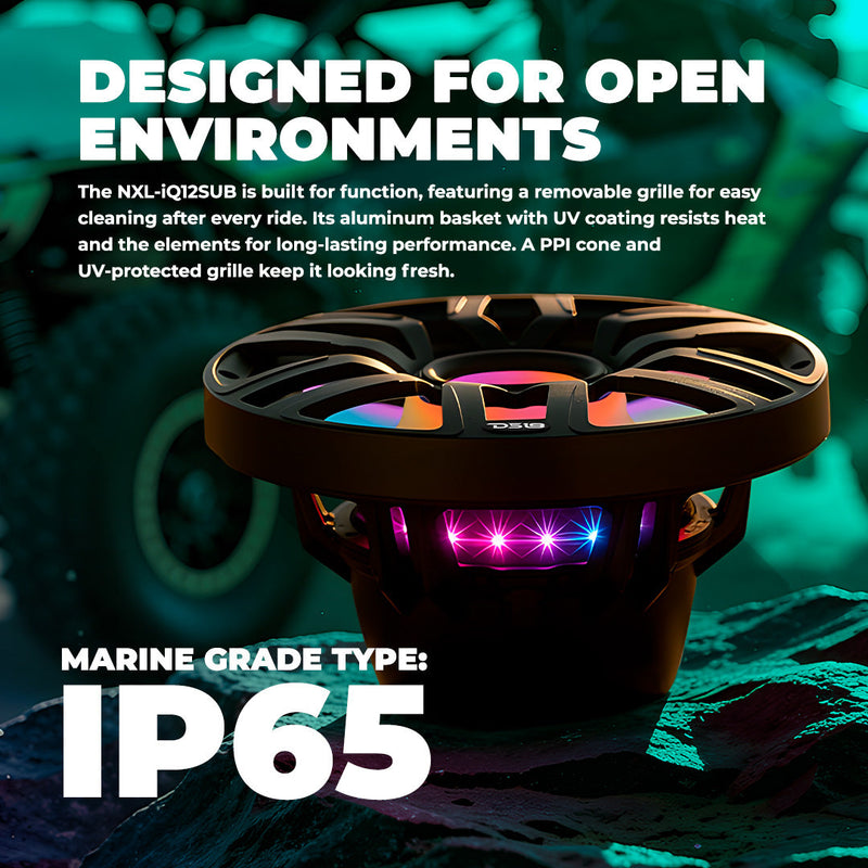 Load image into Gallery viewer, 12” Marine Subwoofer with Hybrid Magnet Motor, Removable Grille and Digital LED Lights - 600W RMS 4-Ohm
