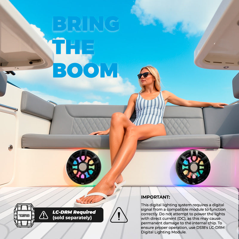 Load image into Gallery viewer, 12” Marine Subwoofer with Hybrid Magnet Motor, Removable Grille and Digital LED Lights - 600W RMS 4-Ohm

