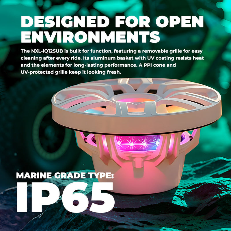 Load image into Gallery viewer, 12” Marine Subwoofer with Hybrid Magnet Motor, Removable Grille and Digital LED Lights - 600W RMS 4-Ohm
