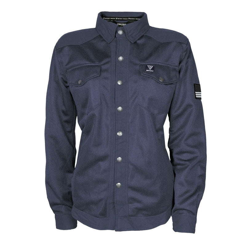 Load image into Gallery viewer, Protective Summer Mesh Shirt for Women - Navy Blue Solid with Pads
