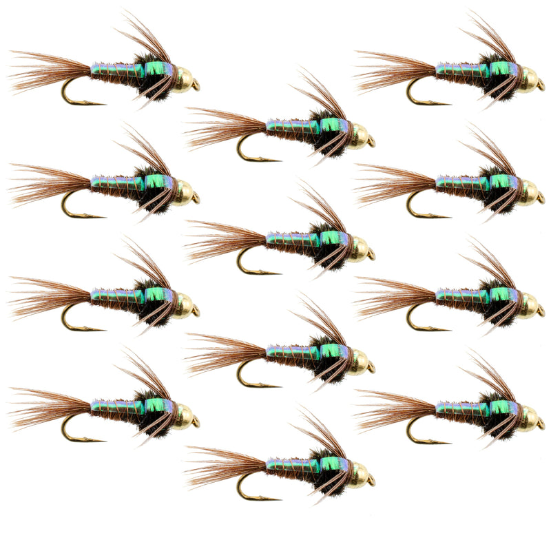 Load image into Gallery viewer, Bead Head Pheasant Tail Nymph 1 Dozen Fly Fishing Flies  Size 18
