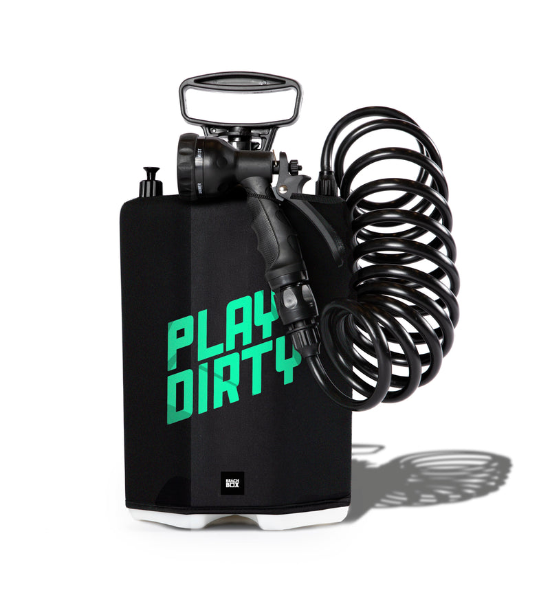 Load image into Gallery viewer, BeachBox Portable Shower Tank - &#39;Play Dirty&#39; / Black
