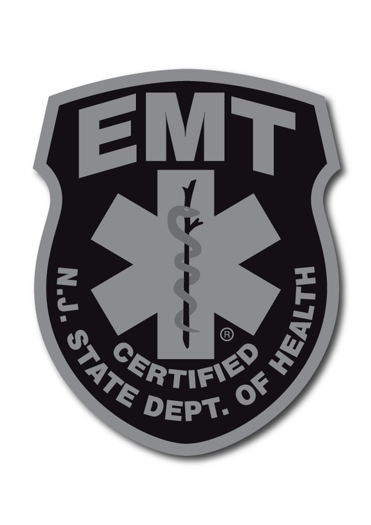 SUBDUED NEW JERSEY (NJ) EMERGENCY MEDICAL TECHNICIAN (EMT) PATCH WINDOW DECAL