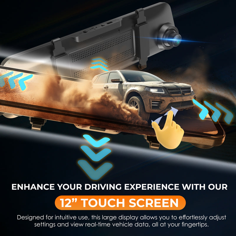 Load image into Gallery viewer, REXING M2-4 4-Channel Mirror Dash Cam, 12” Touch Screen, 1080p with GPS
