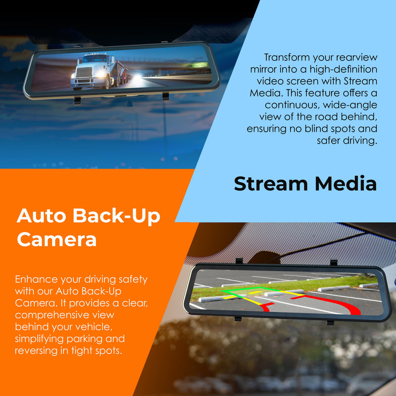 Load image into Gallery viewer, REXING M2-4 4-Channel Mirror Dash Cam, 12” Touch Screen, 1080p with GPS
