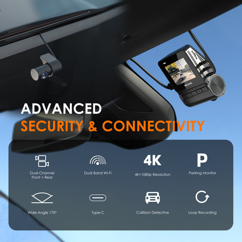 Load image into Gallery viewer, Rexing - V1P Flex X4 4K WiFi Dual Dash Cam - Black
