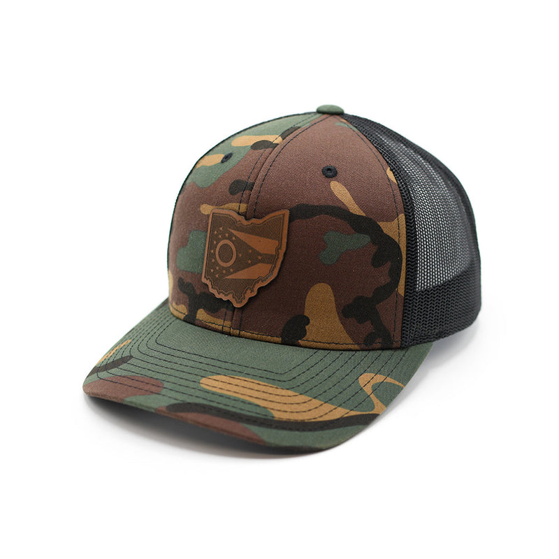 Load image into Gallery viewer, OH State Flag Leather Patch Hat
