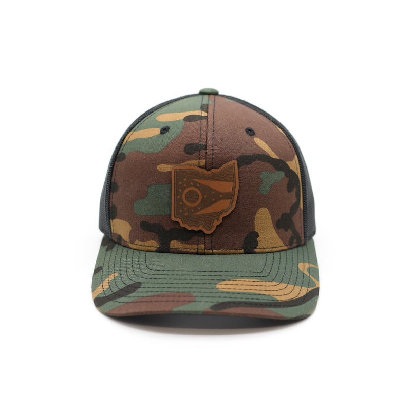 Load image into Gallery viewer, OH State Flag Leather Patch Hat
