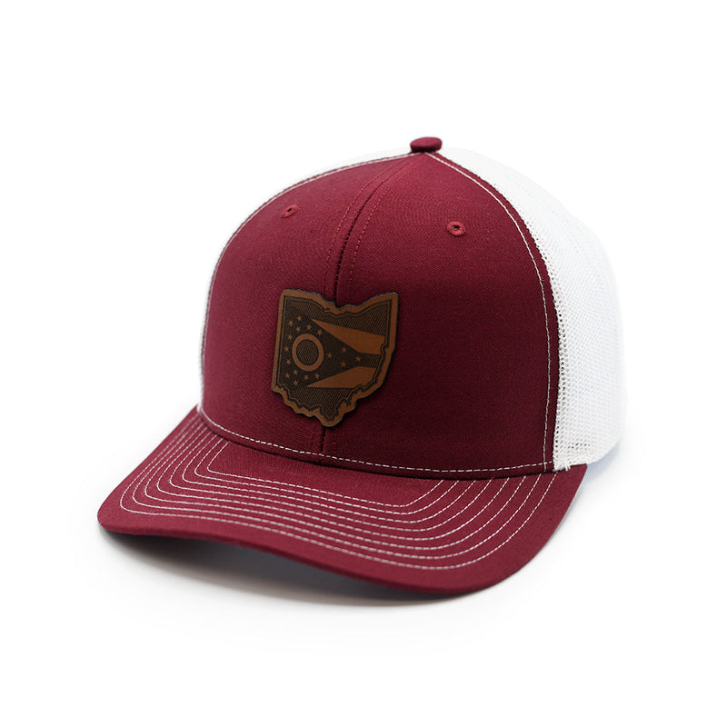 Load image into Gallery viewer, OH State Flag Leather Patch Hat
