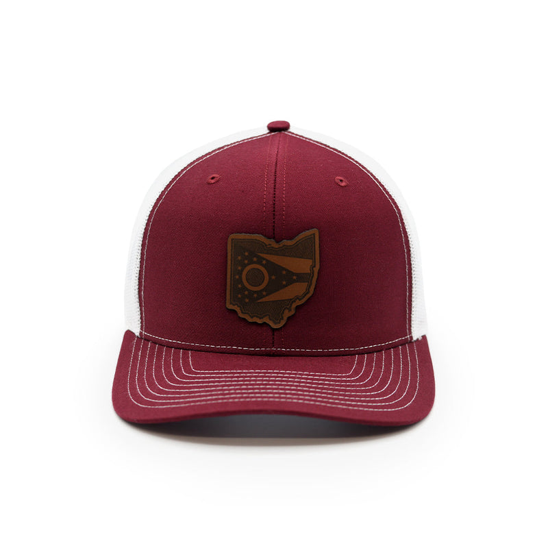 Load image into Gallery viewer, OH State Flag Leather Patch Hat
