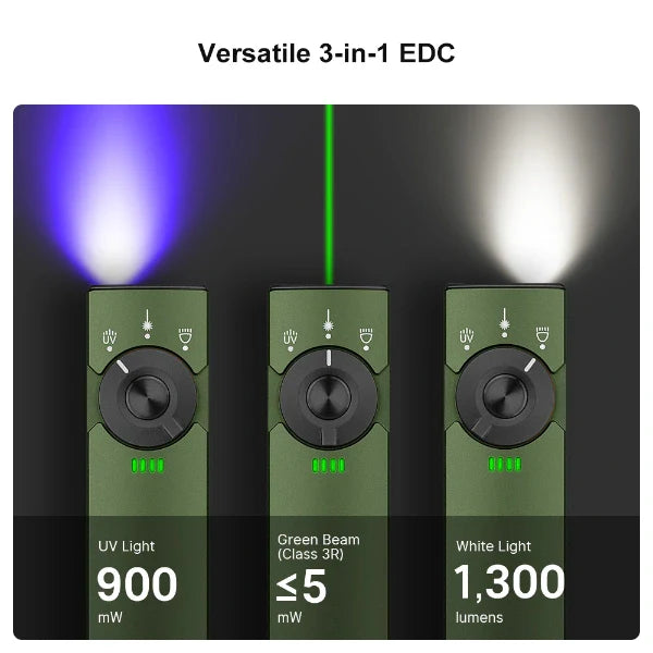 Load image into Gallery viewer, OLIGHT ARKFELDPRO3RODGV3 Arkfeld Pro Flat EDC Flashlight with LED Light UV and Laser - OD Green
