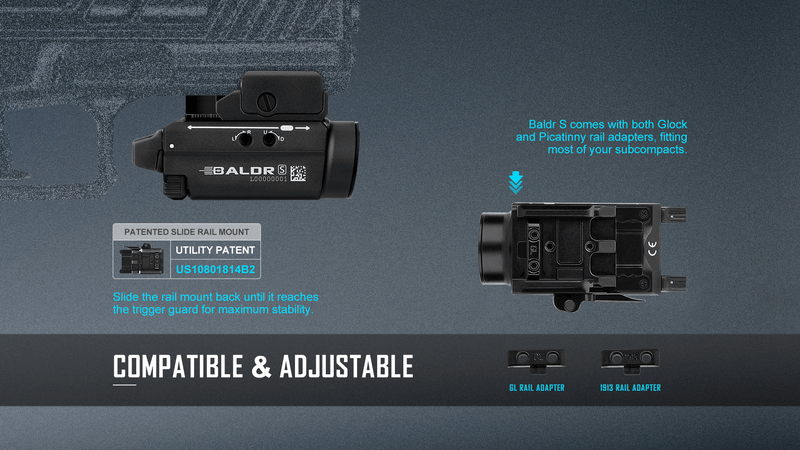 Load image into Gallery viewer, OLIGHT BALDRSBK Baldr S Rail Mounted Light 800 Lumens
