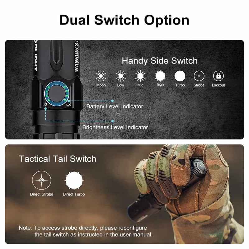 Load image into Gallery viewer, OLIGHT WARRIOR3SBK Warrior 3S High Beam Tactical Flashlight - Black
